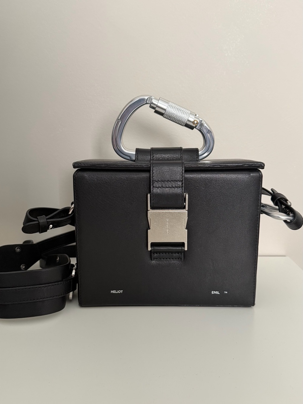 Heliot Emil Carabiner Leather Box Crossbody Bag